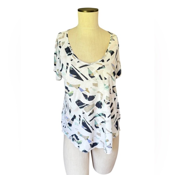 Wilfred Aritzia Abstract Geometric Print Women’s Short Sleeve T-Shirt Sz Medium - Picture 1 of 6
